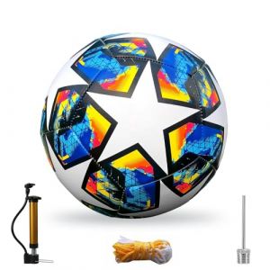 Gobesty Ballon De Foot, Ballon Foot Taille 5 avec Pompe à Air, Ballons De Football Graffiti Épaissi, Ballon De Foot Ligue des Champions Adapté Aux Enfants Et Aux Adultes pour Jouer Et s'Entraîne (linhaiyishanmaoyiyouxiangongsi, neuf)