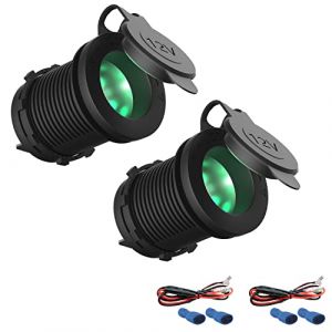 12V/24V Voiture Allume-Cigare Remplacement de Prise Avec Vert LED Allume-Cigare Prise pour Voiture Moto ATV RV Prise étanche, Pack de 2 (YongMing Automotive Accessories, neuf)