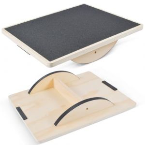 Plateau D'équilibre, Balance Board, Planche d'équilibre Professionnelle en Bois, Planche à Bascule, Coussin D'équilibre, Planche d'équilibrage pour Dessous de Bureau, Antidérapant (NETNESTONLINE, neuf)