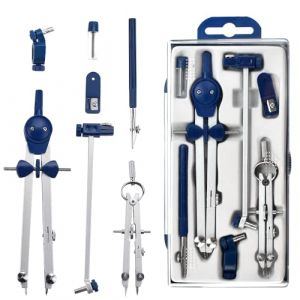 FuxFuis 7 PCS Kit de G&eacute;om&eacute;trie Math&eacute;matique, Ensemble de G&eacute;om&eacute;trie Complet avec Boussole, Compas de Precision Set de G&eacute;om&eacute;trie Compas G&eacute;om&eacute;trie pour Architectes, Artisans, Designers (CRED&Iacute;VEL E CRUCIAL - UNIPESSOAL LDA, neuf)