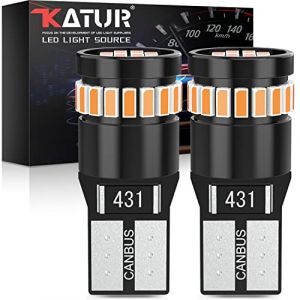 KATUR 194 Ampoule LED 168 2825 W5W T10 24-SMD 3014 Chipsets LED Erreur CANBUS Gratuit pour Plaque de Licence de Voiture en Forme de dôme de Voiture (2pcs, Jaune Ambré) (KAtur, neuf)