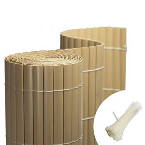 jarolift Canisse en PVC Standard Brise Vue pour Jardin Balcon Terrasse, Extérieur Balcon Clôture Résistante à la Corrosion et aux Intempéries, 200 x 300 cm, Bambou, Inclus 50 Serre-Câbles Transparent (Jalousiescout Shop, neuf)