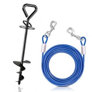 Ancrage au Sol Chien, Lame Spirale 12mm Piquet Ancrage pour Chiens Jusqu'&agrave; 200 lbs pour Le Camping, Ancre de Sol Chien pour Jardin Plage Pelouse Ext&eacute;rieur（Noir） (Dawu, neuf)