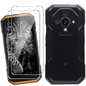 HuiYouMY Coque pour Ulefone Armor X32 (6.56") avec 2 Pièces Verre Trempé Protection écran, Black Silicone TPU Souple Etui Housse Anti-Rayures Antichoc Case - Noir (SCDMY, neuf)