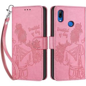 Coque pour Honor 9X / 9X Pro, Coque Huawei P Smart Z, Etui Protection Housse Premium Cuir de Portefeuille en Cuir Fermeture Magnétique Flip Case pour Huawei Y9 Prime 2019 Coque (Rose) (DIKAS, neuf)
