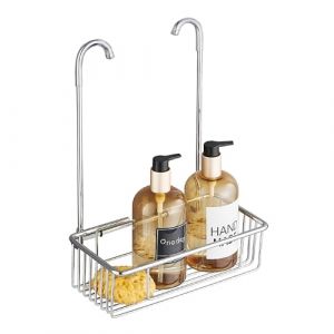 Wopeite Étagère de Douche, Panier de Douche sans Perçage, Etagère de Douche à accrocher au Mitigeur de Douche, Porte Shampoing Douche à suspendre en Acier Inoxydable Shower Caddy, 25x35x13cm, Argent (Laughing Hub, neuf)