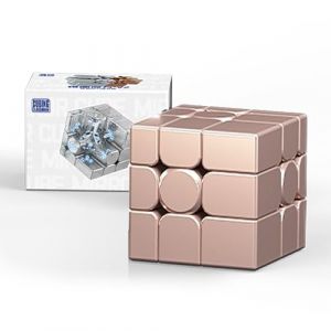 Moyu Mirror Cube 3x3 Magic Cube Magnetic Stickerless, 3D Puzzle Cube Toy for Beginners and Advanced Users(Ball Core Maglev Version - Rose Gold) (MoYu FR, neuf)