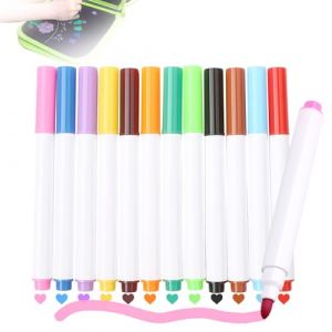 12 Stylos Fluorescents De Rechange, Marqueur Tableau Blanc Effacable Surligneur Effacable Marqueurs à Pointe En Feutre Pour Tableau Noir Vitres, Verre, Bistro, Enseignes, Tablette à Dessin Lumineuse (ChaoOuXin, neuf)