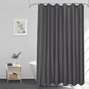 Rideau de douche extra long 180 x 220 cm pour salle de bain, gris fonc&eacute;, tissu textile imperm&eacute;able, anti-moisissure et antibact&eacute;rien, lavable 220 cm de long avec 12 anneaux (Eurcross, neuf)
