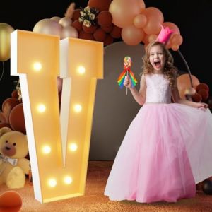 Lettre V géante lumineuse à DEL de 120 cm, panneau lumineux en mosaïque pour chapiteau, lettres LED pour Saint-Valentin, anniversaire, Noël, Nouvel An (heyejiaxin, neuf)
