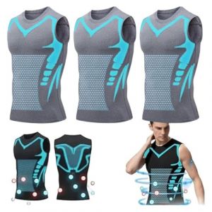 Debardeur Homme, D&eacute;bardeurs Compression Corset Amincissant Tee Shirt sans Manche Hommes Gyn&eacute;comastie Gaine Gilets Sport Mise Forme Ionique(C-Gray*3,M) (DEBADE, neuf)