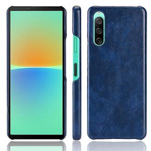 LMFULM&reg; Coque pour Sony Xperia 10 II XQ-AU51 XQ-AU52 (6,0 Pouces) Mince PU Cover &Eacute;tui de Protection PC Dur Housse Arri&egrave;re Rigide Case Litchi Motif Bleu (LMAZWUFULM, neuf)