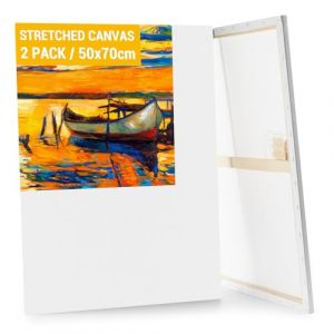 Koncci Toile Peinture, (Lot de 2) Toile a Peindre Encadr&eacute;es 50x70cm, Coton, Sans Acide, Tableau Peinture Toiles Canvas Adapt&eacute;es pour Peintures Acryliques, Huile, Gouache (HYTH-EU, neuf)