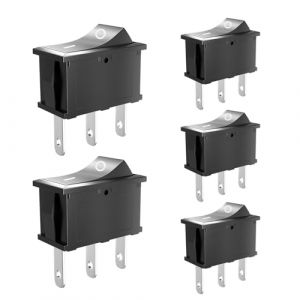 SCOOYUCK 5 Pièces Interrupteur à Bascule, Mini SPST 10mm x 15mm 3 Broches ON/ON, 12V 24V 125V 250V Interrupteur a Bascule, Pour Voiture Bateau Appareils Ménagers (SCOOYUCK, neuf)