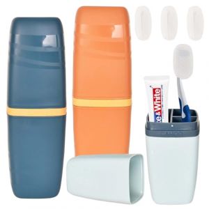 3 Pièces Étui À Brosse À Dents Plastique, Boîte Brosse À Dent Voyage Portable pour Voyage, Famille, Camping, École, avec 3 Brosses À Dents Couvercles Anti-Poussière (Orange, Bleu, Gris) (surnamei, neuf)
