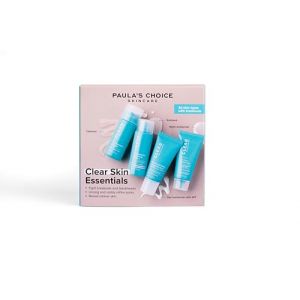 Paula's Choice Kit d&rsquo;essai CLEAR Skin Essentials - Routine en 3 &Eacute;tapes - Nettoyer, Exfolier & Hydrater - &Eacute;limine les Imperfections, Points Noirs & Pores Dilat&eacute;s - Tous Types de Peaux - Format Voyage (Paula's Choice Europe, neuf)