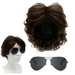 SKHAOVS 2 Pcs Perruque Homme avec lunettes de soleil Perruque Disco,Perruque Courte pour Homme,Perruque Adulte,Belle Perruque,Perruque Punk Rock,Perruque pour Cosplay Carnaval Halloween (ZhiTu Eu, neuf)