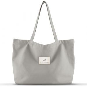 Emma Jonasson Sac en toile de jute avec fermeture éclair et poche intérieure - Sac de courses élégant pour femme - Sac de courses avec longue poignée - Sac parfait comme sac fourre-tout, sac en tissu, (Emma Jonasson, neuf)
