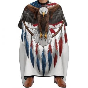 Cape de Cheveux Drapeau américain Boho Totem Native Eagle Dream Catcher, Pliable Capes de Salon de Coiffure Imperméable Cape de Coupe pour Couper Salon 140X168cm (guangzhouchengzemaoyizhongxingerenduzi, neuf)