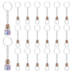 UNICRAFTALE 20pièce Mini Bouteille en Verre 2ml avec Couvercle en Liège Bocaux Transparents avec Porte Clés Métal Petits Bocaux avec Couvercles Bouteilles de Potion de Message pour Décoration Mariage (ENBISI EU, neuf)