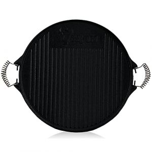 BBQ-TORO Plaque à grillades ronde réversible - En fonte - Diamètre de 43 cm - Déjà culottée - Prête à l'emploi- pour cheminée barbecue (CS Trading, neuf)