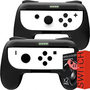 Orzly Grips (Poignées) Compatible Avec Nintendo Switch Joy-Cons Pour Plus De Confort - TWIN PACK (2x NOIR) Compatible Avec Joy-Con Droite ou Gauche Pour Nintendo Switch (Syntiga Europe - FR, neuf)