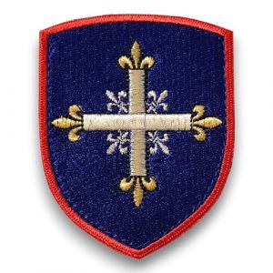 Ecusson patch MOUSQUETAIRE du Roi brodé en France - Ecusson Mousquetaire avec dos scratch - Support à coudre Offert - Made in France - Taille 8X6,4CM (amalric France, neuf)