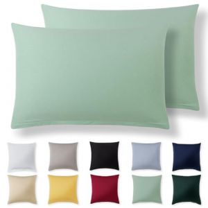 Alreya Taie Oreiller 50x80 Coton (Lot de 2) - Vert d'été - 100% Jersey Coton, Housse de Coussin 50x80 cm, Taies d'oreiller en Jersey avec Fermeture éclair 50 x 80 cm (DT TEXTILE GmbH, neuf)
