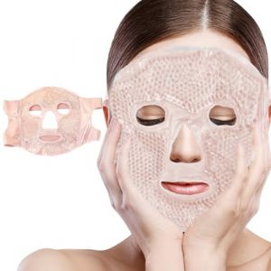 KOLZEMV Masque Froid pour le Visage, masque visage froid, Masque Yeux Froid, Masque Facial en Gel Réutilisable de Compresse Chaud et Froid, pour Soulager Migraines, Soins des Yeux et Visage（rose） (ZHAO CI YK, neuf)