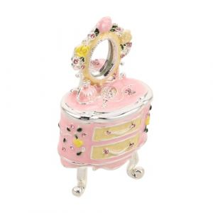 Hohopeti Bo&icirc;te &agrave; Bijoux M&eacute;tal &Eacute;maill&eacute; avec Miroir Int&eacute;gr&eacute; Rangement Vintage Forme de Coiffeuse pour Anneaux Boucles Doreilles et Colliers Organisateur D&eacute;coratif (Orcchid, neuf)