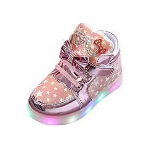 Generic Chaussures à paillettes pour fille et bébé - Étoile lumineuse - Chaussures légères et colorées - Baskets pour enfants - Taille 25, Rose, 21 EU, 4IUbjvN3q (Wen007S, neuf)