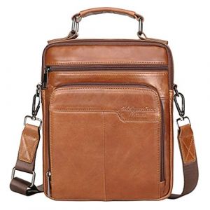 Xieben Affaires En Cuir &Eacute;paule Messenger Sac pour Hommes Voyage En Plein Air Bandouli&egrave;re Sac &Agrave; Main Cartable Portefeuille T&eacute;l&eacute;phone Poche Bourse Occasionnelle Daypack Marron (XieBen, neuf)