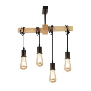 Osairous luminaires intérieur suspension, Suspension Luminaire Industriel 4 têtes, suspension industrielle E27, Lustre Industriel Bois et Metal pour Salon, Cuisine, Ampoules NON INCLUSES (Hardware Pro2, neuf)