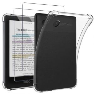 KUSINHOKA Coque pour Kobo Clara Colour/Clara BW + [2 Pièces] Verre Trempé, [Antichoc] Souple Silicone Transparente Protection Étui, Ultra Mince [Anti-Rayures] Housse Case Cover pour Kobo Clara Color (DIMANY, neuf)