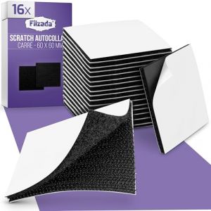Filzada&reg; 16 Ruban Scratch Adh&eacute;sif Noir EXTRA FORT &ndash; D&eacute;coupe de 60x60 mm - Rouleau Scratch Autocollant Double Face pour int&eacute;rieur et ext&eacute;rieur &ndash; Bandes Adh&eacute;sives (Filzada, neuf)