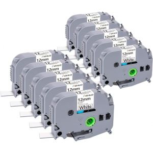 10x hehua TZe231 Ruban Remplacement pour Brother Tze 12 mm 0,47 TZe-231 TZ231 Lamin&eacute; Noir sur Blanc, Compatible avec P-Touch H100R H105 H100LB H110 H107B D400 D210 E100 D600VP 1000 (Hehua-EU, neuf)