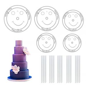 Jesdavan Support Gateau, Presentoire G&acirc;teaux, 5 Base Pr&eacute;sentoirs &agrave; G&acirc;teau(9/12/16/20/26cm) avec 15 Dowels pour Gateau, Support Gateau Etage, R&eacute;utilisable Presentoir Pour Mariage,F&ecirc;te,Muffin G&acirc;teau (Faithwin, neuf)