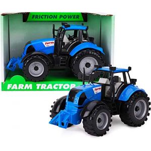Toyland® Friction Powered Farm Tractor with Opening Bonnet - Available in Pink, Blue, Red & Green (Blue) (Toyland®, neuf)