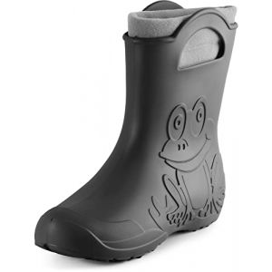 Ladeheid Bottes de pluie femme l&eacute;g&egrave;res imperm&eacute;ables en mousse EVA avec doublure chaude motif grenouille semelle antid&eacute;rapante poign&eacute;es faciles &agrave; enfiler LA-CA-12 (Carbone, 36/37 EU) (Hisert, neuf)