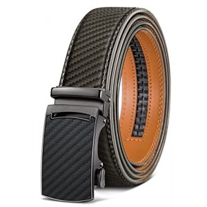 KEMISANT Ceinture Homme, Ceinture Automatique Cliquet en Cuir pour Hommes Robe Costume,Largeur 35mm,Taille Ajustable(Gris sacré-140cm/42-48" taille réglable) (KEMISANT, neuf)