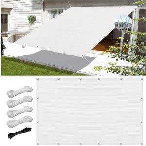 Voile d’ombrage Rectangulaire 250 x 400 cm, Protection Solaire HDPE, Respirant, Perméable, Filet D'Ombrage De Protection, Toile Ombrage Respirant, pour Pergola, Extérieur, Blanc (LvLiangShiLiShiQuQiangFeiMaoYiYouXianGongSi, neuf)