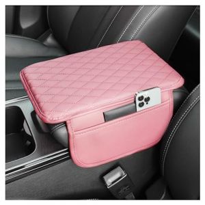 Coussin Accoudoir Voiture Amélioré,Coussin d’Accoudoir Voiture Universel avec Deux Poches,Accessoire Voiture Interieur Confort pour la Plupart des Voitures,Camions et SUV (Rose) (GTLM, neuf)