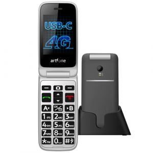 artfone G3 4G Téléphone Senior débloqué | Bouton SOS, Station de Charge, Haut-Parleur, numérotation Rapide | Téléphone à clapet Simple avec caméra | Menu français, écran Couleur 2,4" - Gris (BellCap, neuf)