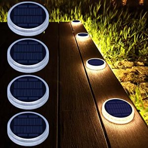 Lampe Solaire Ext&eacute;rieur, Lumi&egrave;re Solaire Jardin 24 LED 360&deg; Lampe Solaire au Sol IP68 Auto On/Off &Eacute;clairage de Paysage pour Escalier, Route, Chemin, All&eacute;e, Patio, Pont (4 Pack, Blanc Chaud 3000K) (Koosion, neuf)