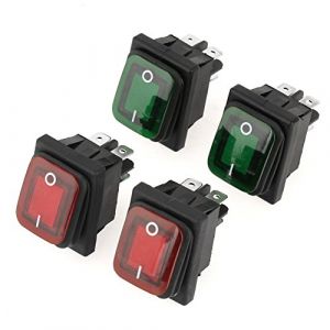Akozon 4 pcs/set Interrupteur à bascule noir Étanche 4 broches 2 positions ON-OFF Rouge Interrupteur À Bascule Vert (Miyinla519, neuf)