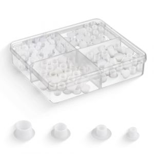 COYUN 120 Pièces Cache Trou Bouchon Plastique, avec Boîte Transparente, Cache Trou Meuble 5/6/8/10mm, Bouchons Blancs pour Cache-Vis, Bouchon de Trou de Percage pour Meuble, Étagères, Armoires (HLWA RETAILS LTD UKSTORE, neuf)