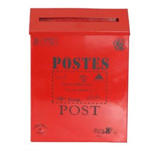 Honseadek Bo&icirc;te aux lettres murale vintage en m&eacute;tal de style europ&eacute;en rustique, construction en fer robuste pour l'ext&eacute;rieur ou l'int&eacute;rieur, rangement de lettres et de petits colis (rouge) (xiaoehong, neuf)