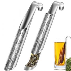 Lot de 2 Filtre à Thé, Filtres à thé en Acier Inoxydable, Pipe à Thé Passoires de Diffuseur, thé Réutilisable à Thé Tube Maille Fine de Thé Filtre, à long Manche Passoire, thé en Vrac, épices (XiFengHui, neuf)