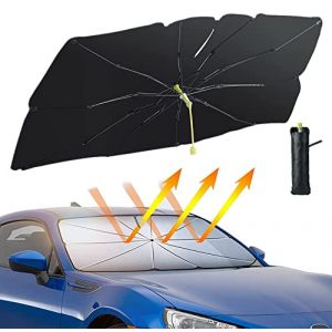 Pare Soleil Voiture Pare Brise Avant, CompraFun Pare Soleil Parapluie pour Voiture 140 x 75 cm, Pliable Parapluie Pare Soleil Voiture Protection UV, pour la Plupart des Voitures, SUV, Camions (yytian Direct, neuf)