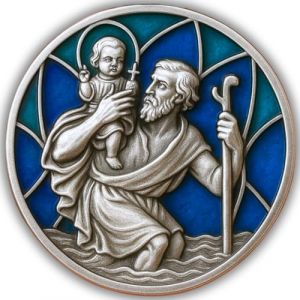 ELBKAISER Aimant de voiture Saint Christophe - &Eacute;mail bleu - Plaque de voiture Saint Christophe pour voiture - Saint Christophe pour voiture - Ange gardien (ELBKAISER, neuf)